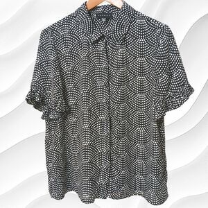 Premise Women's Blouse, Button Front, Ruffled Sleeves, Size XL, Polyester, New